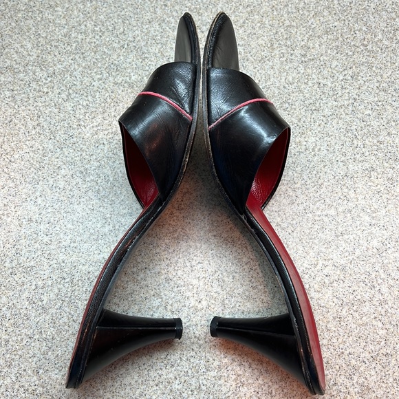 Andrew Stevens Vintage slide on Black and Red heels Size 39 US 8 made in Italy - Picture 6 of 14